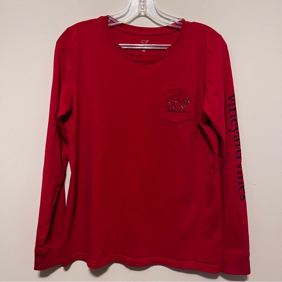 Vineyard Vines Christmas Red Long Sleeve Pullover T Shirt Size X Small - Picture 1 of 10